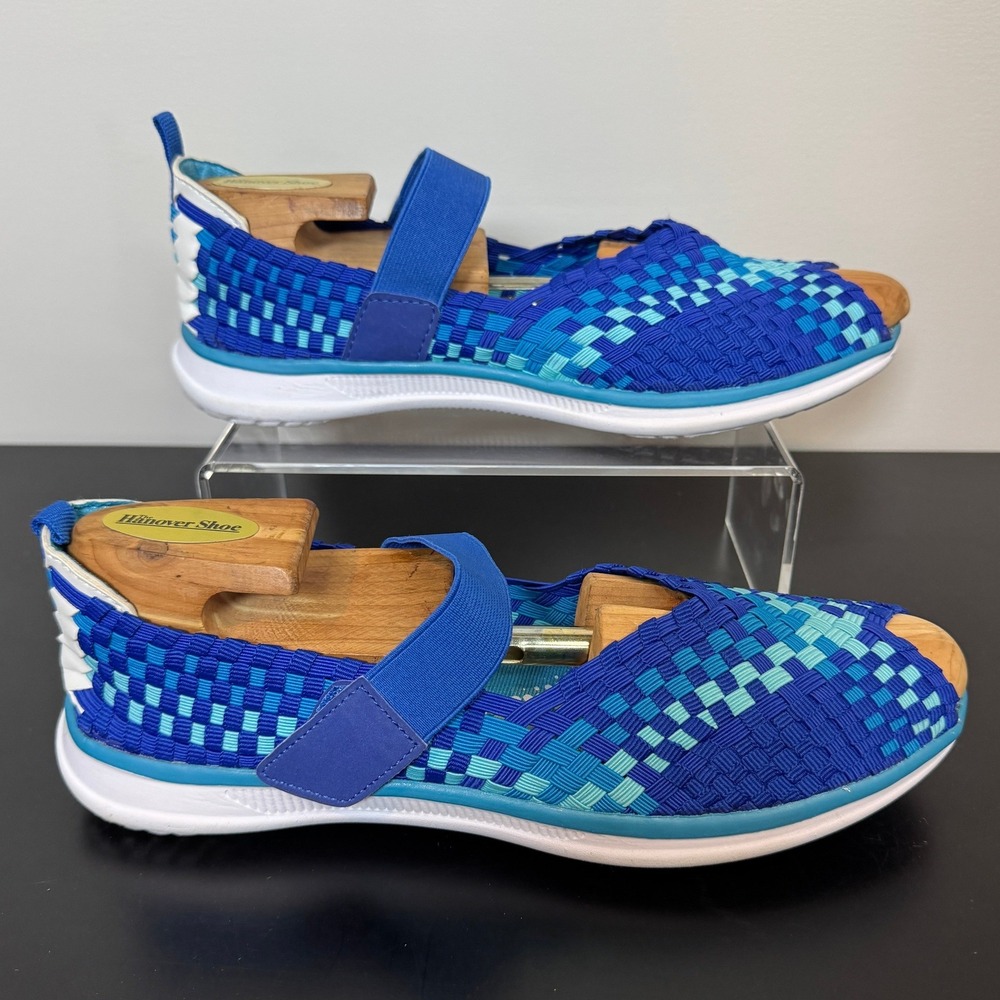 Croft & Barrow Woven Mary Jane Peep Toe Sneakers 10 Blue Beachy Vacation Summer